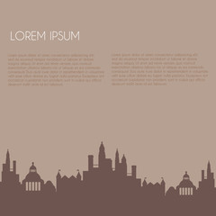 Naklejka premium Vector illustration of city silhouette with place for your text. Template for business card, poster and banner