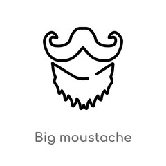 outline big moustache vector icon. isolated black simple line element illustration from beauty concept. editable vector stroke big moustache icon on white background