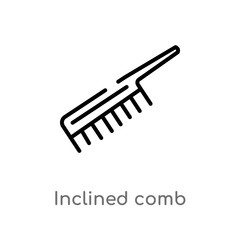 outline inclined comb vector icon. isolated black simple line element illustration from beauty concept. editable vector stroke inclined comb icon on white background