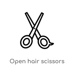 outline open hair scissors vector icon. isolated black simple line element illustration from beauty concept. editable vector stroke open hair scissors icon on white background