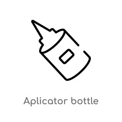 outline aplicator bottle vector icon. isolated black simple line element illustration from beauty concept. editable vector stroke aplicator bottle icon on white background