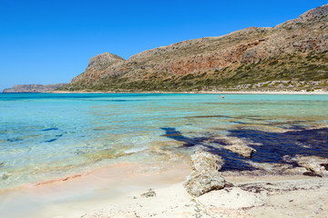 Lagoon of Balos, one of the most visited tourist destinations on west coast of Crete. Greece