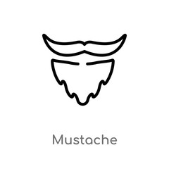 outline mustache vector icon. isolated black simple line element illustration from birthday party and wedding concept. editable vector stroke mustache icon on white background