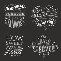 Collection of  quote typographical background with unique hand drawn elements. Vector template for cards posters and banners