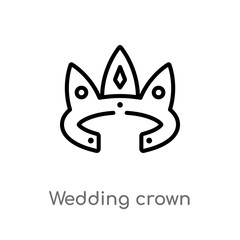 outline wedding crown vector icon. isolated black simple line element illustration from birthday party and wedding concept. editable vector stroke wedding crown icon on white background