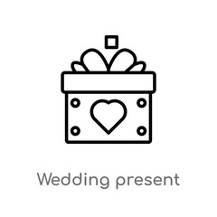 outline wedding present vector icon. isolated black simple line element illustration from birthday party and wedding concept. editable vector stroke wedding present icon on white background