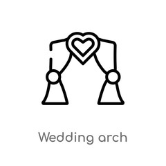 outline wedding arch vector icon. isolated black simple line element illustration from love & wedding concept. editable vector stroke wedding arch icon on white background