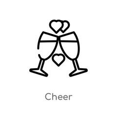 outline cheer vector icon. isolated black simple line element illustration from love & wedding concept. editable vector stroke cheer icon on white background
