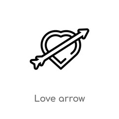 outline love arrow vector icon. isolated black simple line element illustration from love & wedding concept. editable vector stroke love arrow icon on white background