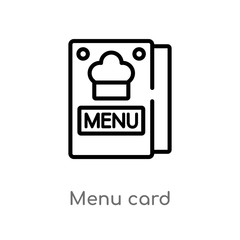 outline menu card vector icon. isolated black simple line element illustration from bistro and restaurant concept. editable vector stroke menu card icon on white background