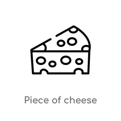 outline piece of cheese vector icon. isolated black simple line element illustration from bistro and restaurant concept. editable vector stroke piece of cheese icon on white background