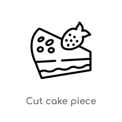 outline cut cake piece vector icon. isolated black simple line element illustration from bistro and restaurant concept. editable vector stroke cut cake piece icon on white background