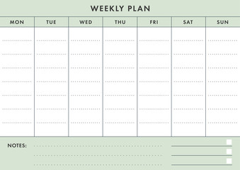 Printable A4 Basic Weekly Planner (Live Stroke Path)