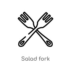 outline salad fork vector icon. isolated black simple line element illustration from bistro and restaurant concept. editable vector stroke salad fork icon on white background