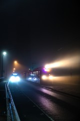 Portland Light Rail Foggy Night