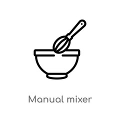 outline manual mixer vector icon. isolated black simple line element illustration from bistro and restaurant concept. editable vector stroke manual mixer icon on white background