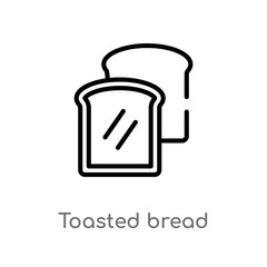outline toasted bread vector icon. isolated black simple line element illustration from bistro and restaurant concept. editable vector stroke toasted bread icon on white background