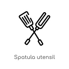 outline spatula utensil vector icon. isolated black simple line element illustration from bistro and restaurant concept. editable vector stroke spatula utensil icon on white background