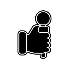 hand with microphone icon. Element of Media, Press for mobile concept and web apps icon. Glyph, flat icon for website design and development, app development