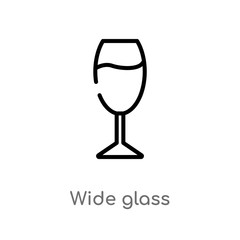 outline wide glass vector icon. isolated black simple line element illustration from bistro and restaurant concept. editable vector stroke wide glass icon on white background