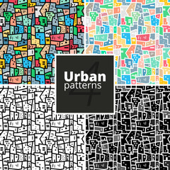 Set of urban patterns. Collection of vector modern geometric texture for web or print. 