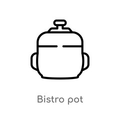 outline bistro pot vector icon. isolated black simple line element illustration from bistro and restaurant concept. editable vector stroke bistro pot icon on white background