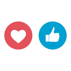 New like and love icons of Empathetic Emoji Reactions, printed on paper.Vector social media Illustration