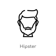 outline hipster vector icon. isolated black simple line element illustration from blogger and influencer concept. editable vector stroke hipster icon on white background