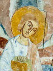 Angel with a book, medieval fresco from 1121