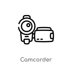 outline camcorder vector icon. isolated black simple line element illustration from blogger and influencer concept. editable vector stroke camcorder icon on white background