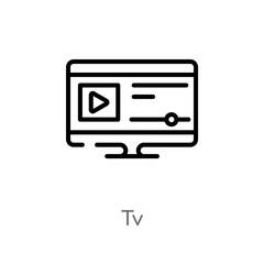outline tv vector icon. isolated black simple line element illustration from blogger and influencer concept. editable vector stroke tv icon on white background