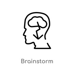 outline brainstorm vector icon. isolated black simple line element illustration from brain process concept. editable vector stroke brainstorm icon on white background