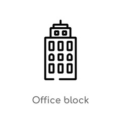 outline office block vector icon. isolated black simple line element illustration from buildings concept. editable vector stroke office block icon on white background