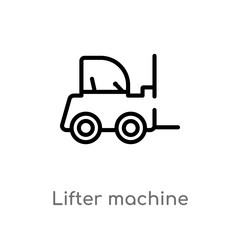outline lifter machine vector icon. isolated black simple line element illustration from buildings concept. editable vector stroke lifter machine icon on white background