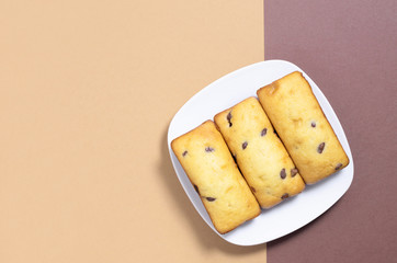 Sweet cake bars with chocolate chips