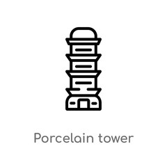 outline porcelain tower of nanjing vector icon. isolated black simple line element illustration from buildings concept. editable vector stroke porcelain tower of nanjing icon on white background