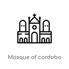 outline mosque of cordoba vector icon. isolated black simple line element illustration from buildings concept. editable vector stroke mosque of cordoba icon on white background