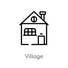 outline village vector icon. isolated black simple line element illustration from buildings concept. editable vector stroke village icon on white background