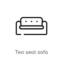 outline two seat sofa vector icon. isolated black simple line element illustration from buildings concept. editable vector stroke two seat sofa icon on white background