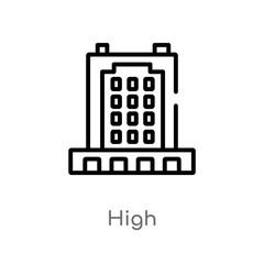 outline high vector icon. isolated black simple line element illustration from buildings concept. editable vector stroke high icon on white background