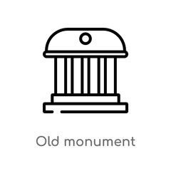 outline old monument vector icon. isolated black simple line element illustration from buildings concept. editable vector stroke old monument icon on white background