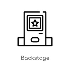outline backstage vector icon. isolated black simple line element illustration from buildings concept. editable vector stroke backstage icon on white background