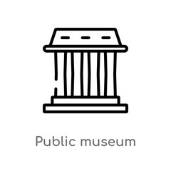 outline public museum vector icon. isolated black simple line element illustration from buildings concept. editable vector stroke public museum icon on white background