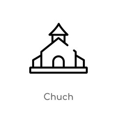 outline chuch vector icon. isolated black simple line element illustration from buildings concept. editable vector stroke chuch icon on white background