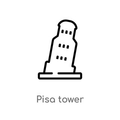 outline pisa tower vector icon. isolated black simple line element illustration from buildings concept. editable vector stroke pisa tower icon on white background