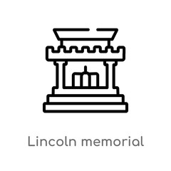 outline lincoln memorial vector icon. isolated black simple line element illustration from buildings concept. editable vector stroke lincoln memorial icon on white background