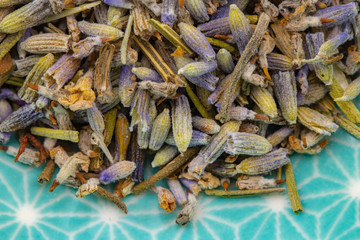 Lavendel getrocknete Blüten Close up, Gesunde Heilkräuter Homoöpathie