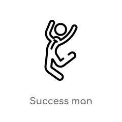 outline success man vector icon. isolated black simple line element illustration from business concept. editable vector stroke success man icon on white background