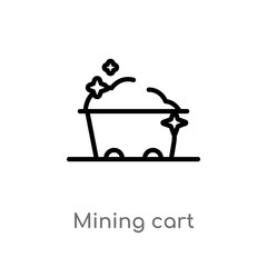 outline mining cart vector icon. isolated black simple line element illustration from business concept. editable vector stroke mining cart icon on white background