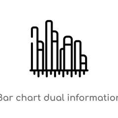 outline bar chart dual information vector icon. isolated black simple line element illustration from business concept. editable vector stroke bar chart dual information icon on white background